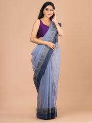 Grey pure cotton woven design taant saree