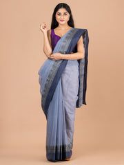 Grey pure cotton woven design taant saree