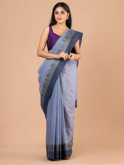 Grey pure cotton woven design taant saree