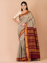Grey & Maroon Silk Gadwal Saree