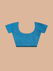 Laa Calcutta Peacock Blue silk cotton embllished box sequence saree