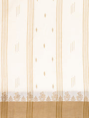 Off White & Brown pure cotton woven design taant saree