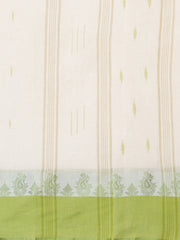 Off White & Green pure cotton woven design taant saree