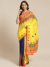 Yellow & Blue  handloom saree