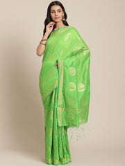 Green & Golden handloom saree