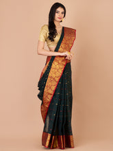 Deep Green & Maroon pure cotton taant saree