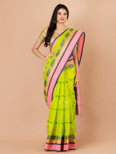 Green & Multi pure cotton Design taant saree