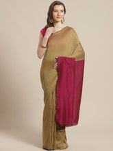 Laa Calcutta Golden & Magenta  Pure cotton Handloom Saree
