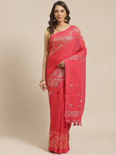 Pink & Golden Linen Jamdani Saree
