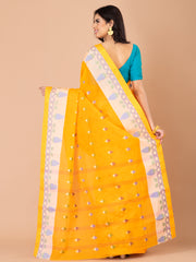 Orange & Multi pure cotton taant saree
