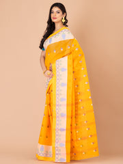 Orange & Multi pure cotton taant saree
