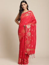 Red & Golden handloom saree