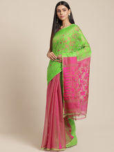 Green & Pink Cotton Jamdani Saree