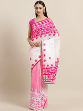 pink & white  Handloom saree