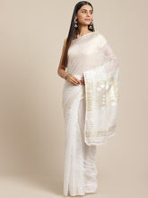 White & Golden Cotton Jamdani Saree