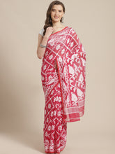 Pink & White  Cotton Jamdani Saree