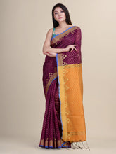 Violet & Yellow handloom saree