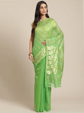 Green  & Golden  Cotton Jamdani Saree
