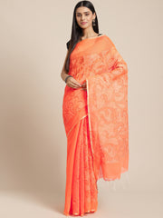 Orange handloom saree