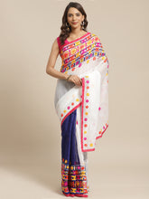 Grey & Navy Blue handloom saree