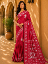 Laa Calcutta Pink & White hand-stitch embroidary silk blend kantha stitch saree