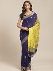 Blue & Yellow handloom saree