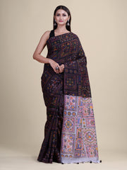 Black & White  Silk cotton  Handloom  saree