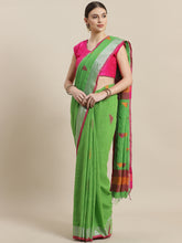 Laa Calcutta Green cotton Handloom saree