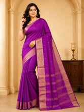 Laa Calcutta Mauve & White cotton handloom saree