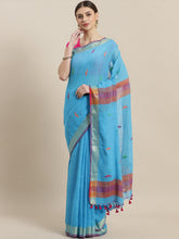 Laa Calcutta Sky Blue & Pink  cotton Handloom  saree