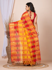 Laa Calcutta Yellow & Red women pure cotton  Taant saree