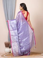 Laa Calcutta Mauve dual tone silk women Tissue saree