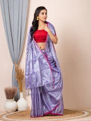 Laa Calcutta Mauve dual tone silk women Tissue saree