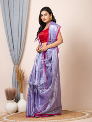 Laa Calcutta Mauve dual tone silk women Tissue saree