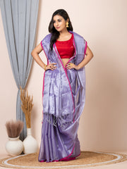 Laa Calcutta Mauve dual tone silk women Tissue saree