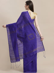 Laa Calcutta Blue silk cotton embllished box sequence saree