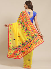 Yellow & Blue handloom saree