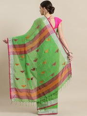 Laa Calcutta Green cotton Handloom saree
