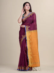 Violet & Yellow handloom saree