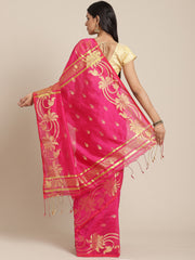 Pink & Golden handloom saree