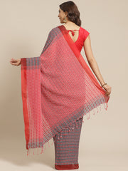 Grey & Red handloom saree
