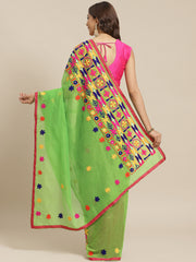 Green & Pink handloom saree