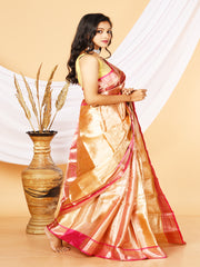 Gold & Pink all over zari work Garad saree