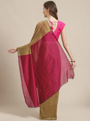 Laa Calcutta Golden & Magenta  Pure cotton Handloom Saree