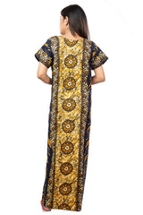 Navy Blue & Multi pure cotton floral nighty