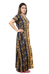 Navy Blue & Multi pure cotton floral nighty