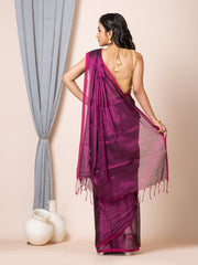 Laa Calcutta Magenta dual tone silk women Tissue saree