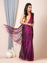 Laa Calcutta Magenta dual tone silk women Tissue saree