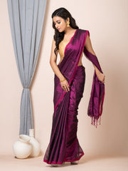 Laa Calcutta Magenta dual tone silk women Tissue saree