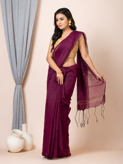 Laa Calcutta Magenta & Gold silk cotton embllished box sequence saree
